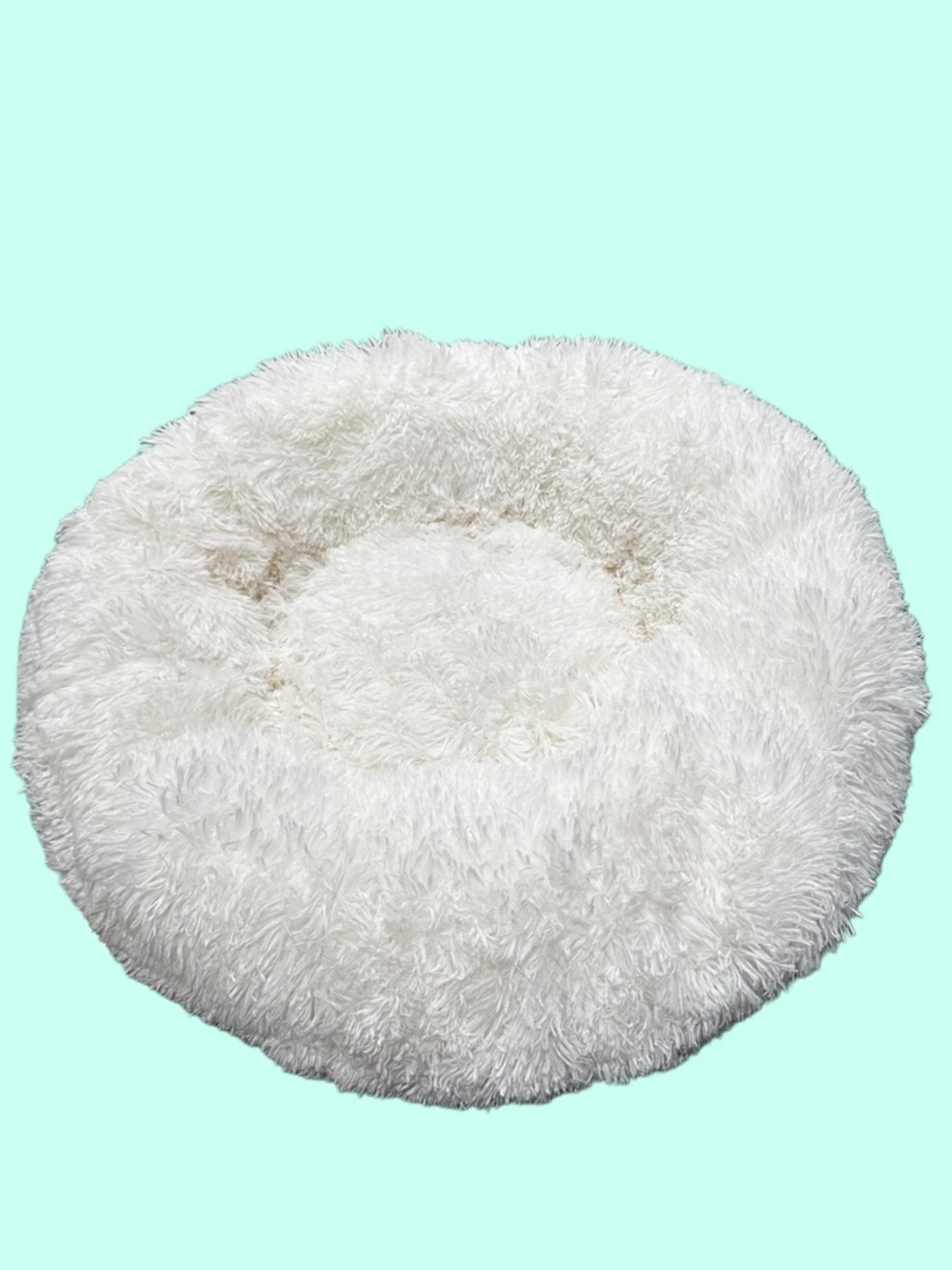 Dog Bed Cozy White Plush Donut cat bed pet bed fluffy friend for your pet 23” W